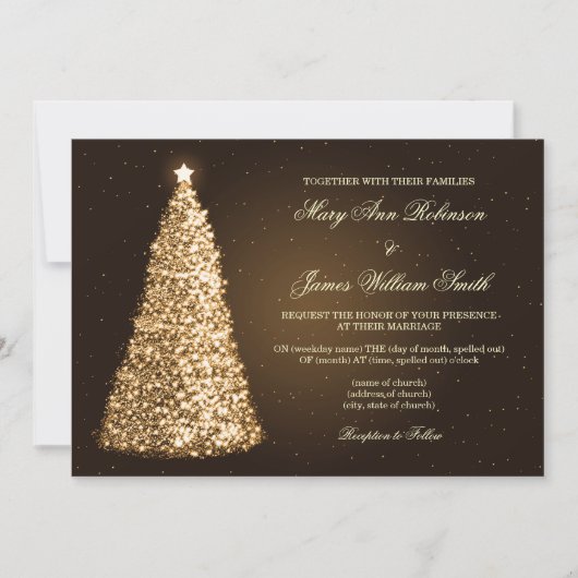 Elegant kerstbruiloft Sparkle Gold Kaart (Voorkant)