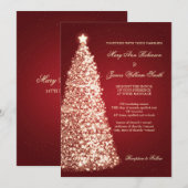 Elegant kerstbruiloft Sparkle Gold Red Kaart (Voorkant / Achterkant)
