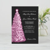 Elegant kerstbruiloft Sparkle Pink Kaart (Staand voorkant)