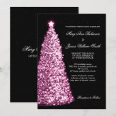 Elegant kerstbruiloft Sparkle Pink Kaart (Voorkant / Achterkant)