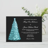 Elegant kerstbruiloft Sparkle Tree Turquoise Kaart (Staand voorkant)