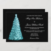 Elegant kerstbruiloft Sparkle Tree Turquoise Kaart (Voorkant / Achterkant)