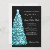 Elegant kerstbruiloft Sparkle Turquoise Kaart (Voorkant)