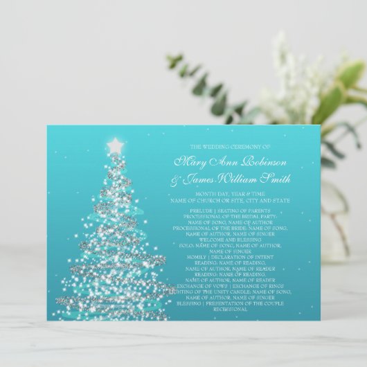 Elegant kerstbruiloft Turquoise Kaart (Staand voorkant)