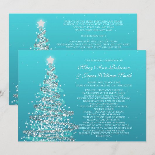 Elegant kerstbruiloft Turquoise Kaart (Voorkant / Achterkant)