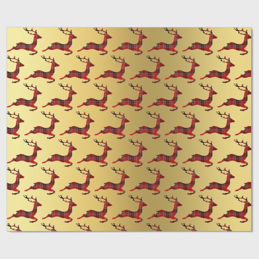 Elegant kerstbuffel met kalveren rendieren en goud cadeaupapier (Vlak)