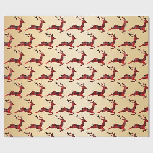 Elegant kerstbuffel met kalveren rendieren en goud cadeaupapier (Vlak)