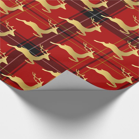 Elegant kerstbuffels, patroonpatronen en goud cadeaupapier (Hoek)