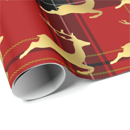 Elegant kerstbuffels, patroonpatronen en goud cadeaupapier (Rol Hoek)