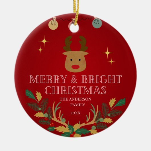 Elegant kerstcadeau keramisch ornament (Voorkant)