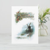 Elegant kerstcadeautjes met Holly & Windmill Feestdagenkaart (Staand voorkant)