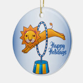 Elegant Kerstcircus Lion Feestdagen Blue Keramisch Ornament (Links)