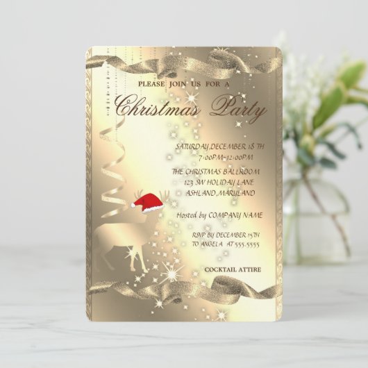 Elegant kerstdeer, Sparkle, Kerstfeest Kaart (Staand voorkant)