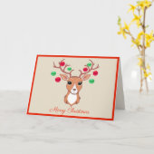 Elegant Kerstdeer Wenskaart Kaart (Gele Bloem)