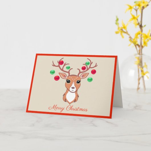 Elegant Kerstdeer Wenskaart Kaart (Gele Bloem)