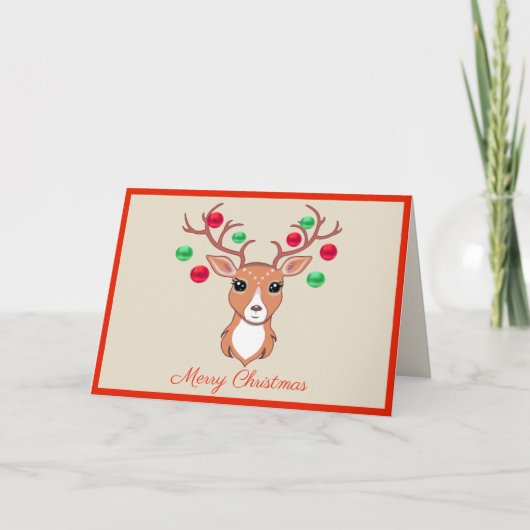 Elegant Kerstdeer Wenskaart Kaart (Voorkant)
