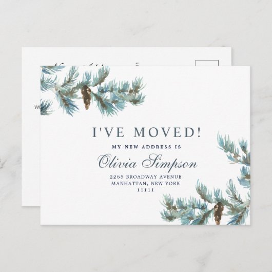 Elegant KerstdenPinecones Moving Announding Briefkaart (Voorkant / Achterkant)