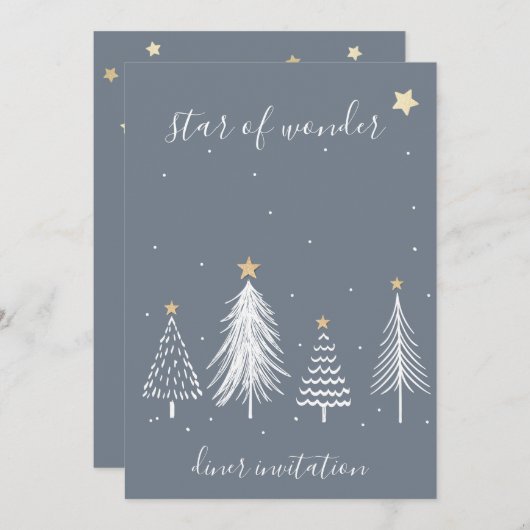 Elegant kerstdiner kaart (Voorkant / Achterkant)