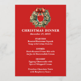 Elegant kerstdiner met kerstkrans menu