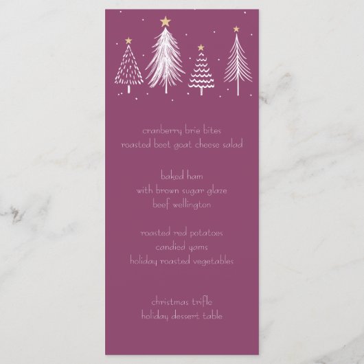 Elegant kerstdiner Paarse Menu (Achterkant)