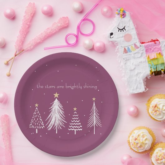 Elegant kerstdiner Paarse Papieren Bordje (Feest)