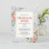 Elegant kerstdiner Poinsettia Kaart (Staand voorkant)