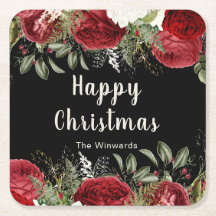 Elegant kerstdinergarantie met rode bloemen