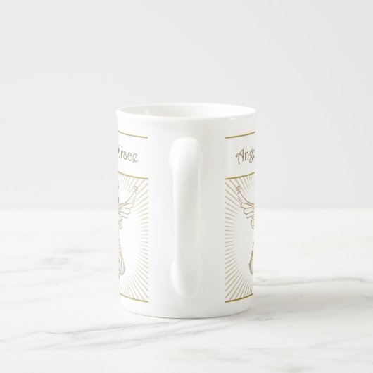 Elegant kerstengel van Grace Filigree Pattern Porselein Kop (Achterkant)