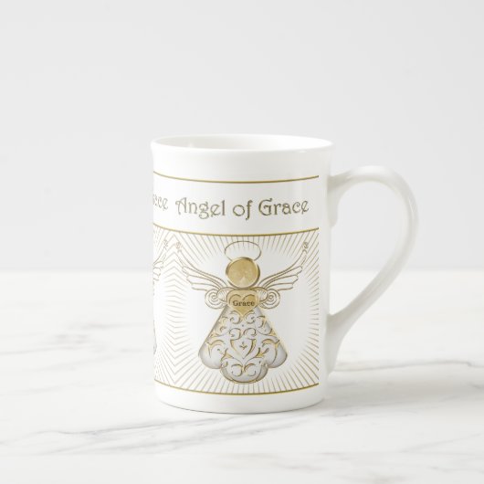 Elegant kerstengel van Grace Filigree Pattern Porselein Kop (Rechts)