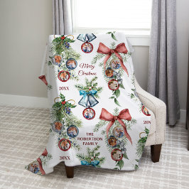 Elegant kerstfamilie foto collage fleece deken