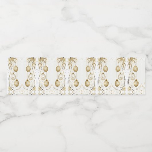 Elegant Kerstfeest Borrel Gouden Ornament Waterfles Etiket (Enkel label)