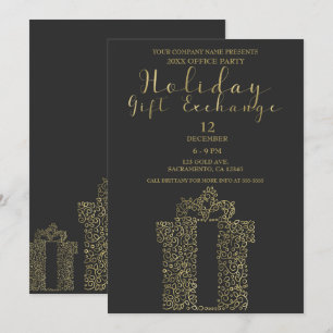 Elegant Kerstfeest Cadeau Uitwisseling in Houtskoo Kaart