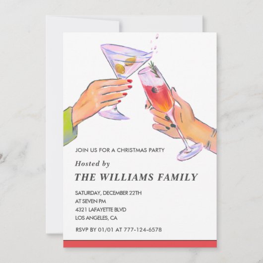 Elegant kerstfeest Cocktail Party Kaart (Voorkant)