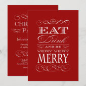Elegant Kerstfeest - Eat Drink en zijn Merry Kaart (Voorkant / Achterkant)