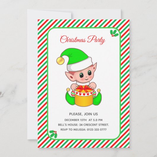 Elegant Kerstfeest Elf Kerstfeest Kaart (Voorkant)