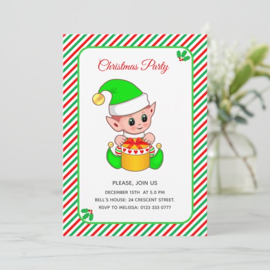 Elegant Kerstfeest Elf Kerstfeest Kaart (Staand voorkant)