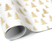 Elegant kerstfeest Faux Gold Pine Trees Holiday Cadeaupapier (Rol Hoek)