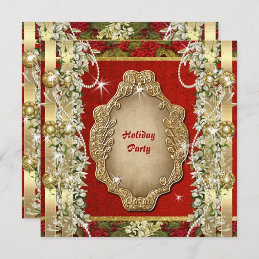 Elegant kerstfeest "feestdag" gouden gewoonte kaart (Voorkant / Achterkant)