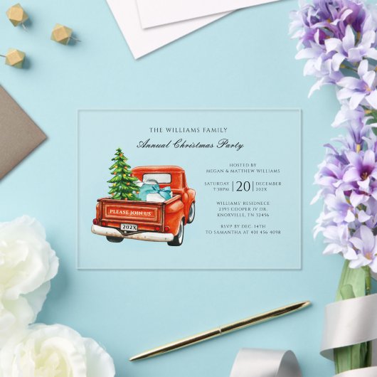 Elegant Kerstfeest Feestdagen Familiefeest Acryl Uitnodigingen (Insitu (Huwelijk))