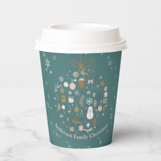 Elegant kerstfeest feestelijke vakantie minimalist papieren bekers (Achterkant)