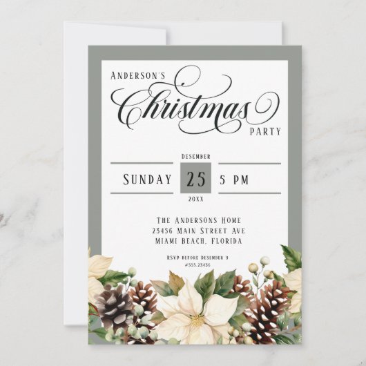 Elegant kerstfeest Gingham uitnodiging (Voorkant)