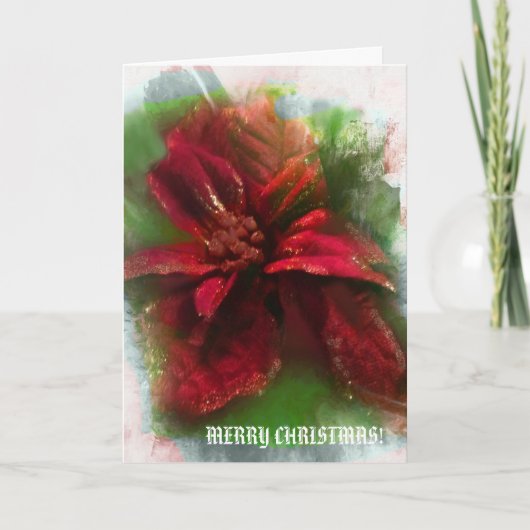 Elegant Kerstfeest Glittering Floral Red Green  Kaart (Voorkant)