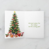 Elegant Kerstfeest Glittering Floral Red Green  Kaart (Binnen)