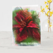 Elegant Kerstfeest Glittering Floral Red Green  Kaart (Gele Bloem)