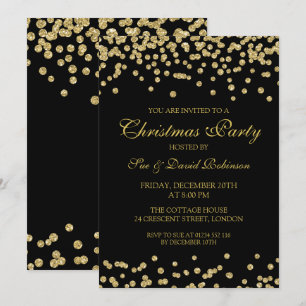 Elegant kerstfeest Gold Glitter Confetti Blac Kaart