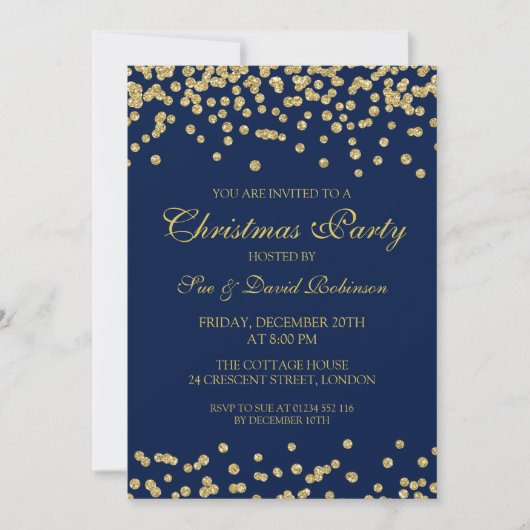 Elegant kerstfeest Gold Glitter Confetti Kaart (Voorkant)