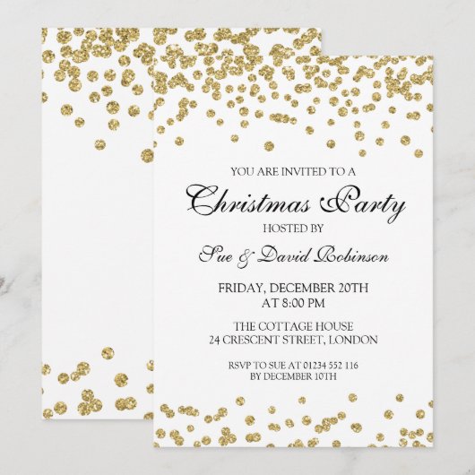 Elegant kerstfeest Gold Glitter Confetti Kaart (Voorkant / Achterkant)
