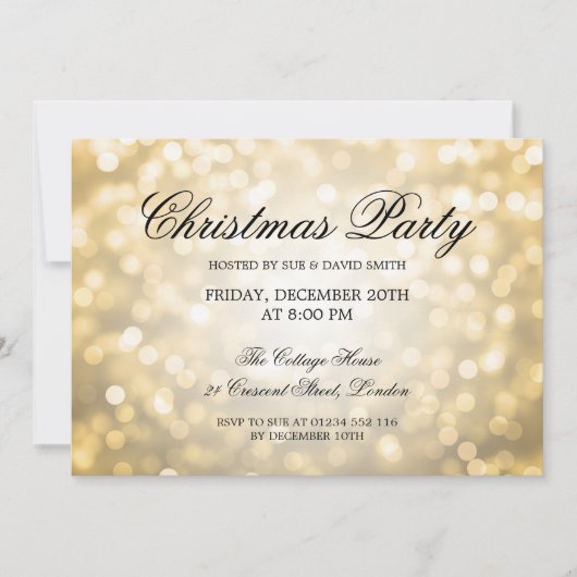 Elegant kerstfeest Gold Glitter Lights Kaart (Voorkant)