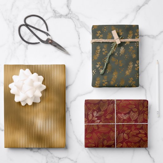 Elegant kerstfeest Gold Glitter Sparkle Inpakpapier Vel (Voorkant)