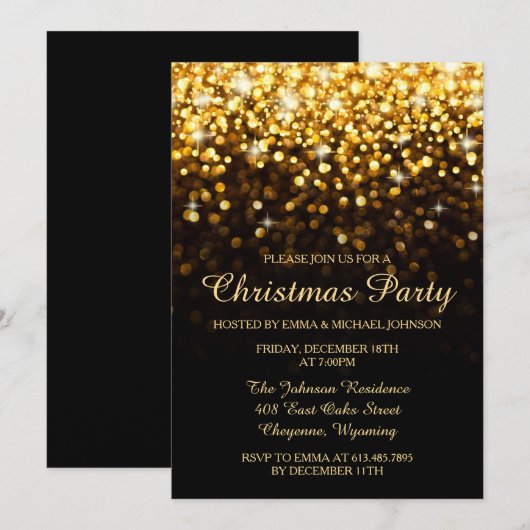 Elegant kerstfeest Gold Shimmering Lichten Kaart (Voorkant / Achterkant)